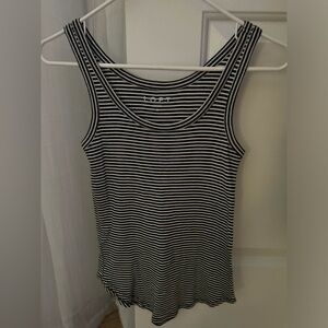 LOFT Black & White Striped Tank Top